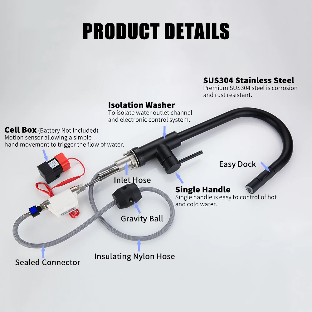 Однорычажные смесители для раковины с сенсорным датчиком регулируемые кухонные