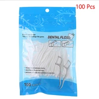 100pcs dental floss flosser picks toothpicks teeth stick tooth cleaning interdental brush oral hygiene care