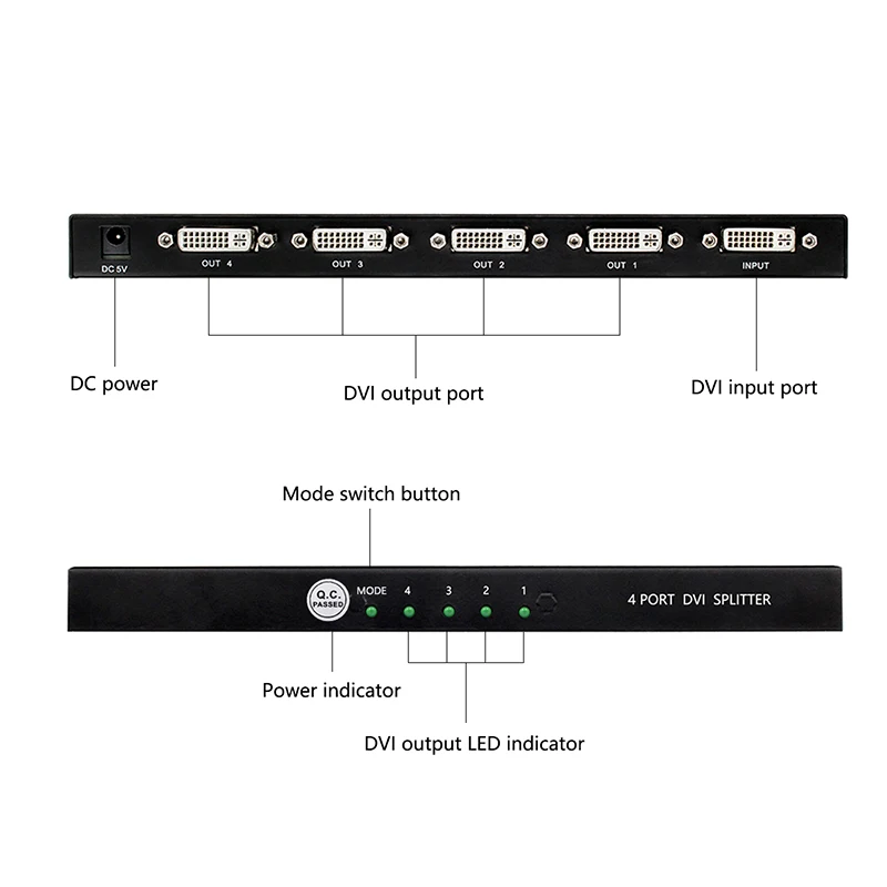 DVI сплиттер 1x2 1x4 DVI-D 1 в 2 Out 4 дистрибьютор инженерный PI проектор для ТВ монитора