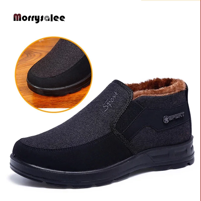 Warm Boots Men Work Winter Cotton Shoes For Men Comfort Men'S Boots Casual Winter Shoes Male Soft Bottom Keep Warm Upset