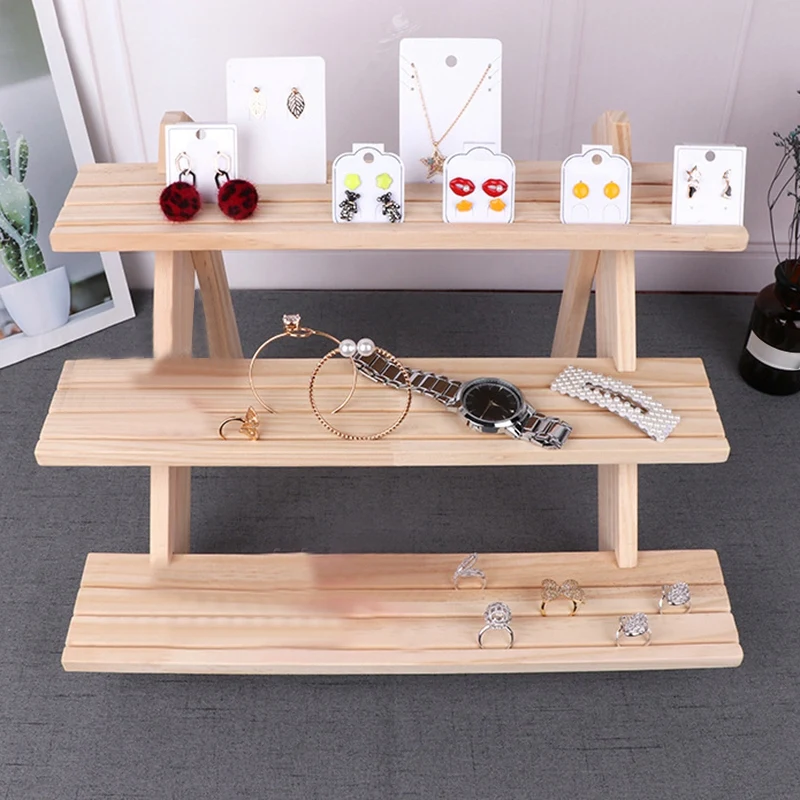 

2x Log Ring Display Rack Multi-Layer Earring Earring Display Rack Jewelry Rack Detachable Earring Card 3 & 4