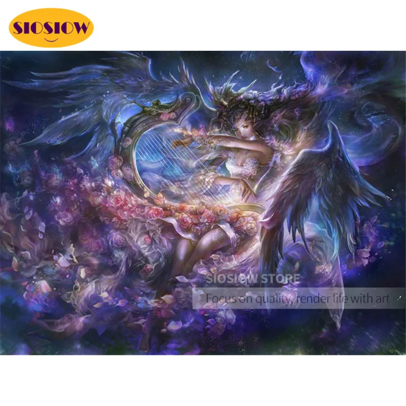 

В продаже полный дрель 5d Сделай Сам ангел, алмазная Картина фэнтези девочка Крылья 3d Daimond вышивка квадратное Круглая Мозаика вышитые кресто...