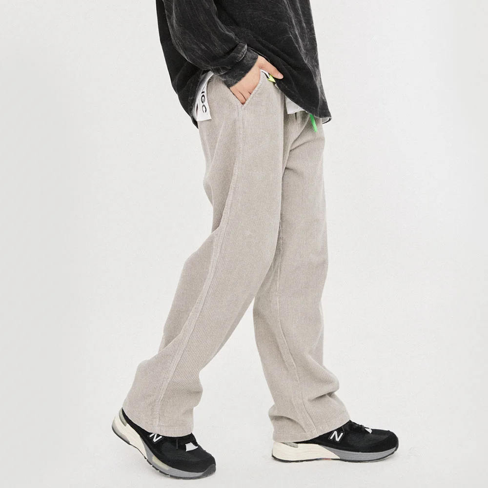 Вельветовые однотонные брюки с карманами карго мужские винтажные шаровары