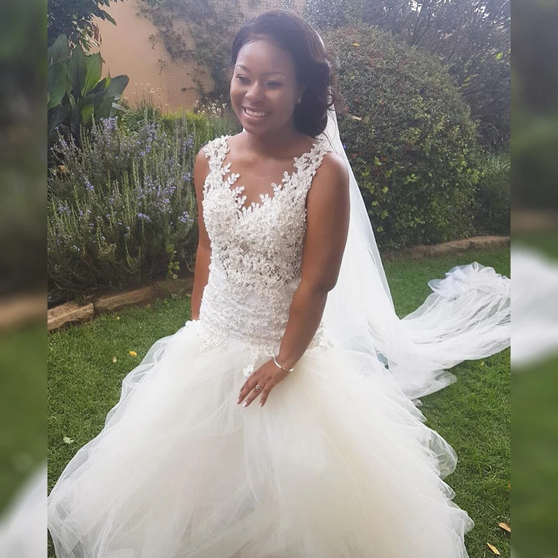 

2019 с открытой спиной Бисероплетение благородное свадебное платье для женщин без рукавов v-образным вырезом сексуальное свадебное платье Ру...