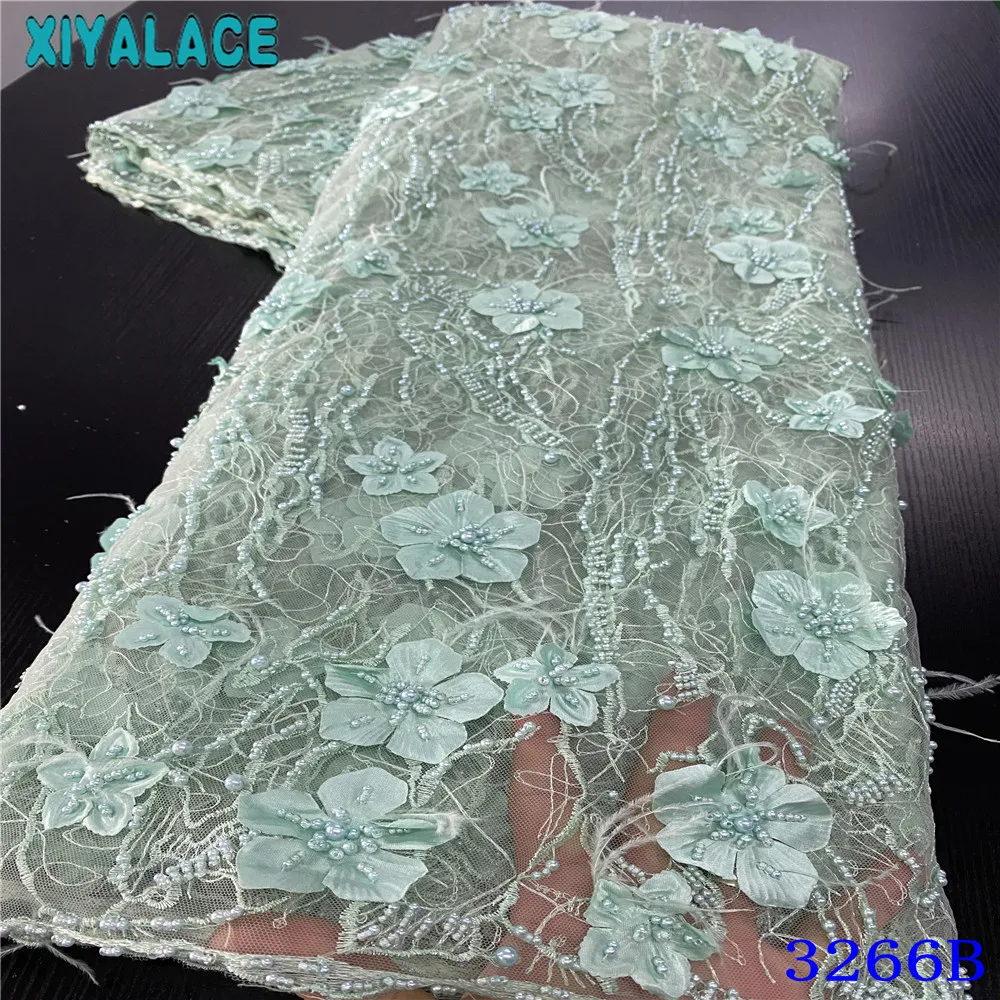 2020 высокое качество французское Сетчатое кружево бисерное ткани африканская 3D