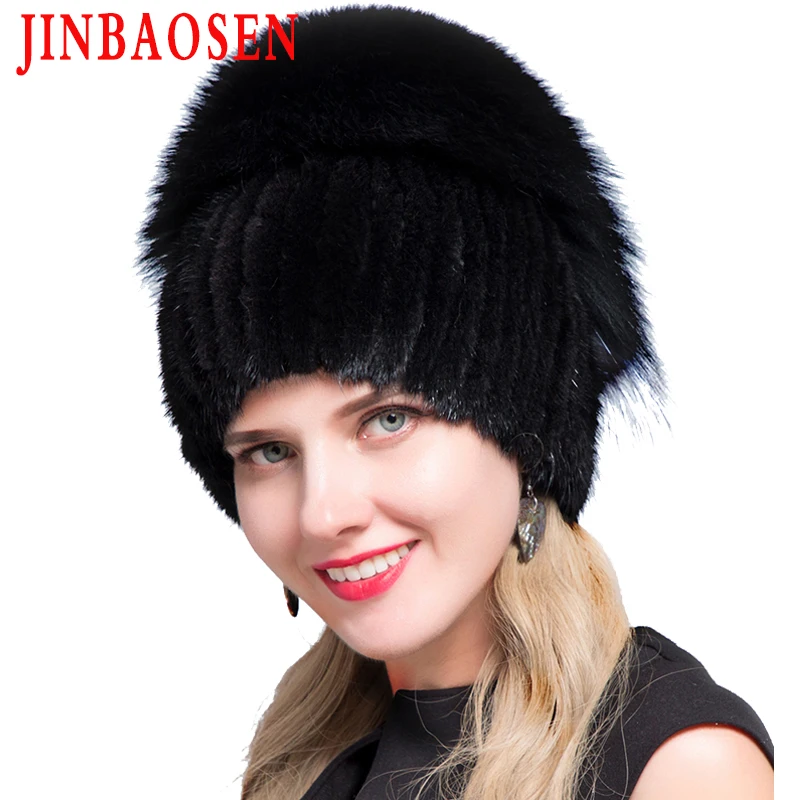 Меховая шапка JINBAOSEN из меха норки в форме крыла лисы на русском рынке Зимняя