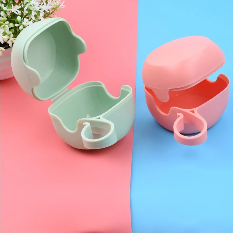 OOTDTY 1pc Portable Plastic Pacifier Box Solid Colour Soother Container Holder Safe Dust Cover Teether Pacifier Storage Case