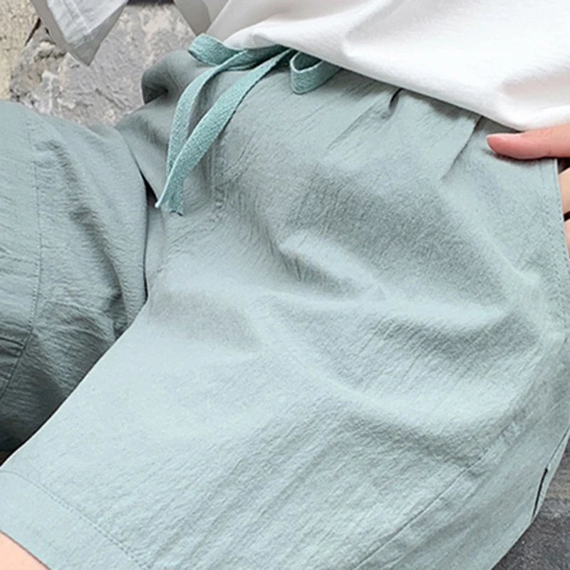 Шорты женские повседневные свободного покроя хлопково-льняные короткие брюки с