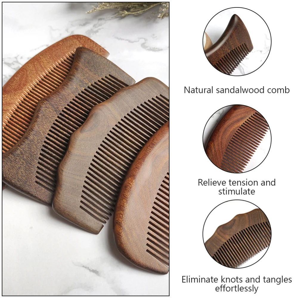 

3pcs Simple Sandalwood Comb Scalp Comb Personal Hairdressing Tool