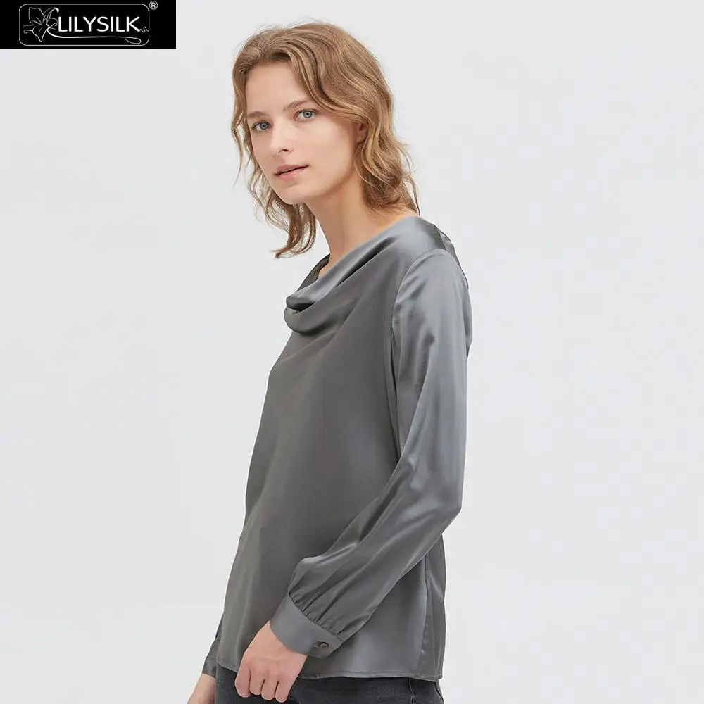 Шелковая блузка LilySilk с воротником Хомутом новинка бесплатная доставка|Блузки| |