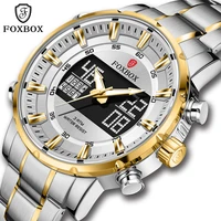 men watch foxbox top luxury brand dual display sports watches for mens alarm clock quartz wristwatch relogio masculino new box