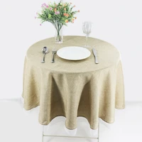 solid round imitation linen table cloth rustic wedding decoration home dinning table cover lace tablecloth overlay khaki gray