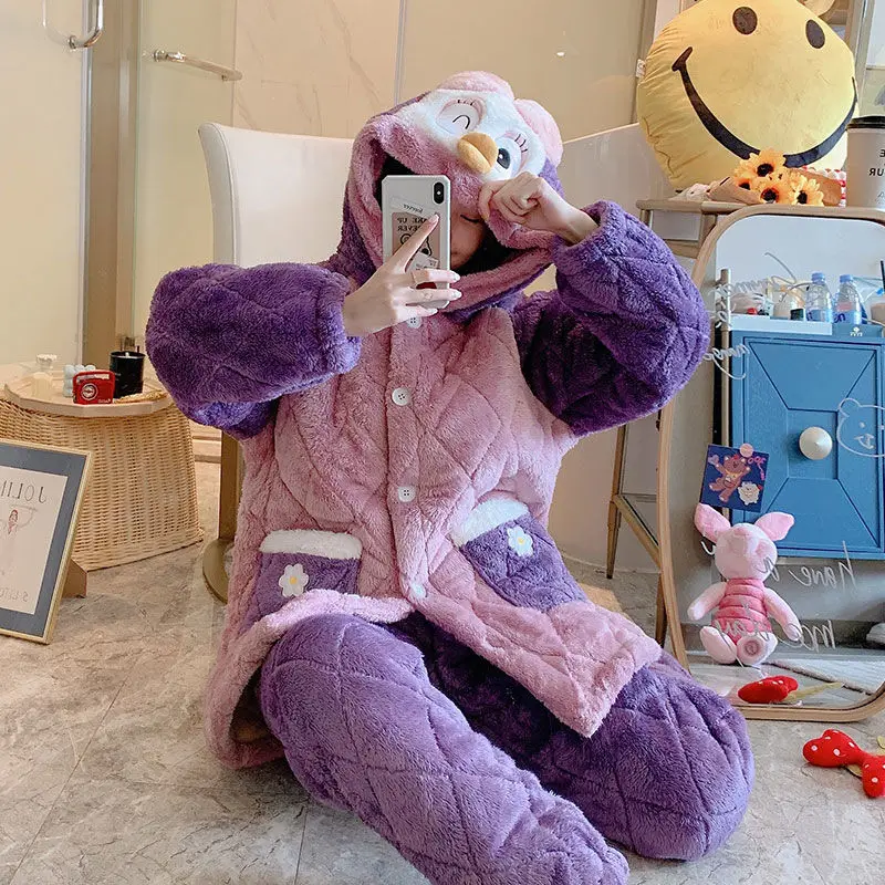 Couple's Pyjamas Triple Layer Cotton Warm Autumn Winter Set Pajamas for Women Robe Sets Pajama Set Women Pajamas Sleepwear Women