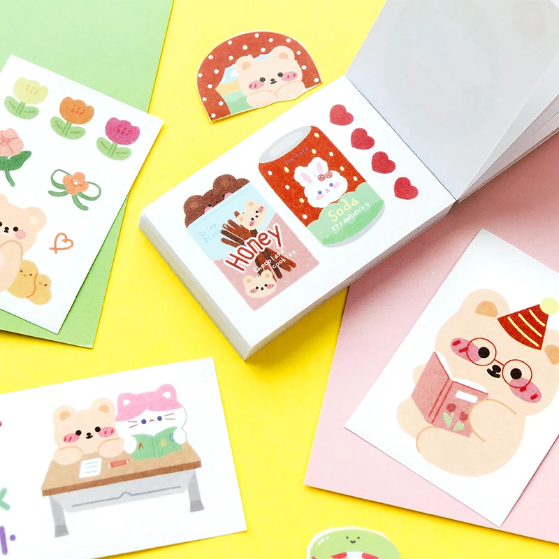 

Cute Bear Sticker Sample Decoration Material Paper Creative Junk Journal Scrapbooking Maskingtape Stationery Adhesive