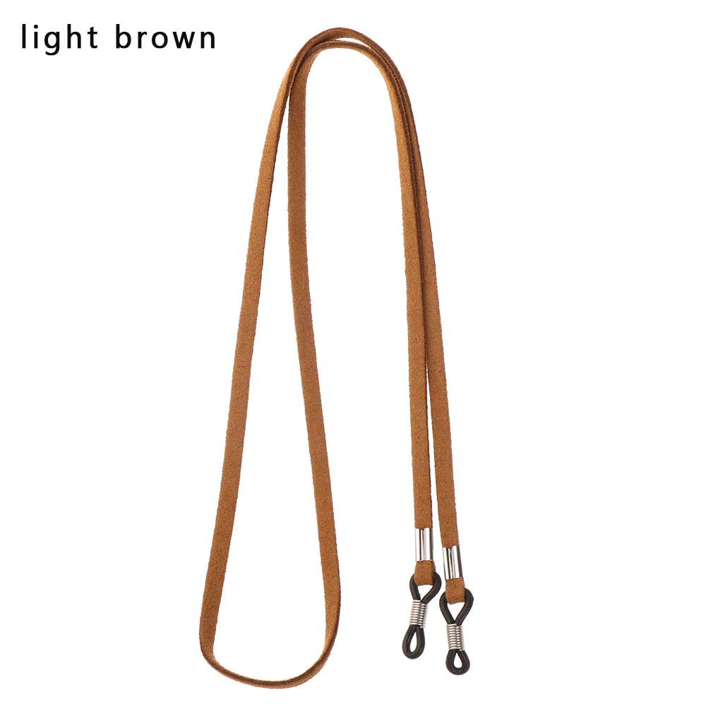 light brown HOOH цветные кожаные очки, ремешок для шеи, веревочная лента, 4 цвета, 1 шт., кожаный шнурок для очков, регулируемый держатель для очков - Цвет: light brown