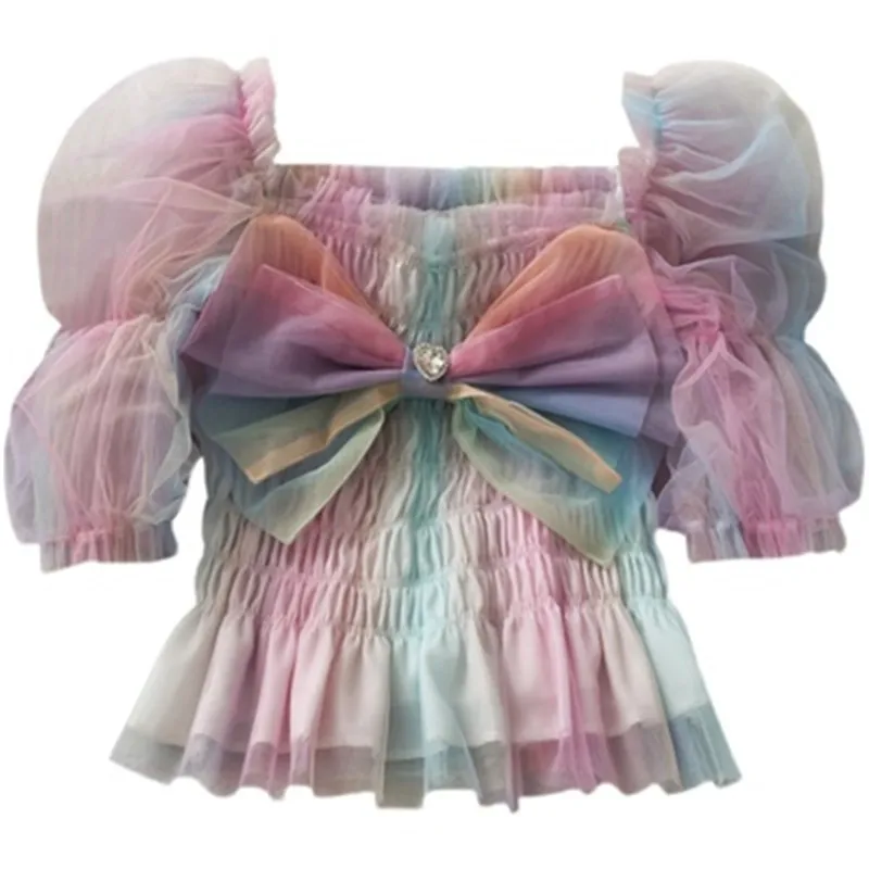 Женская кружевная блузка в стиле Харадзюку элегантная винтажная Готическая с