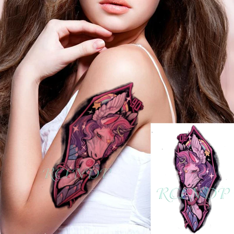 

Waterproof Temporary Tattoo Sticker Cartoon Unicorn Horse Flash Tatto Fake Tatoo Large Body Art Stickers for Women Men Kids