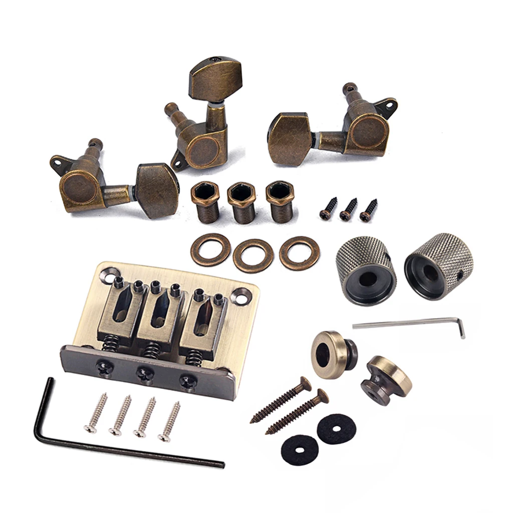 

Exquisite Alloy 3 String Saddle Bridge Tailpiece Pack Bronze for Cigar Box