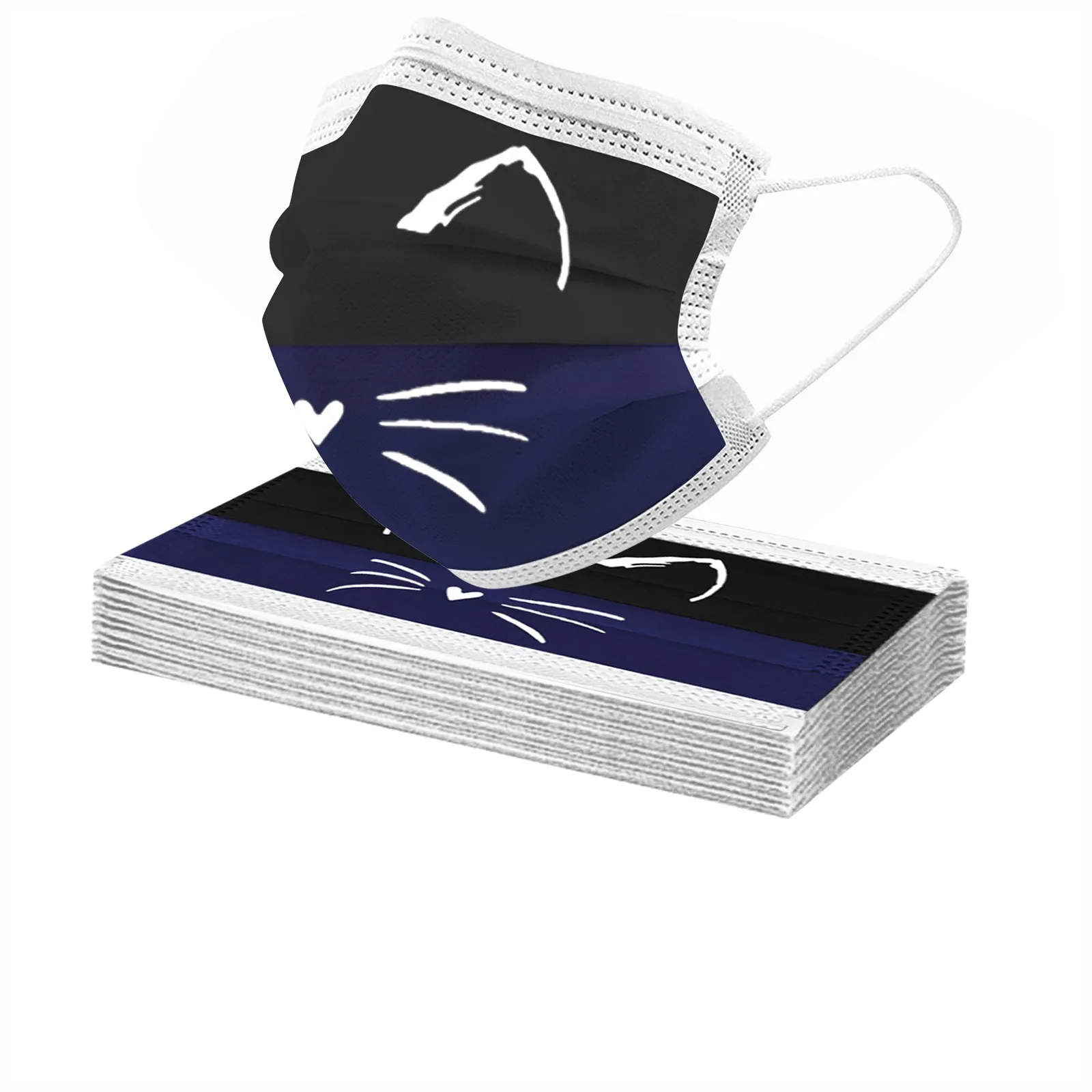 

10/20/30/50/100PCS Adults Cat Prints Breathable 3 -Layer Disposable Mask Face Mask Fashion Mascarillas