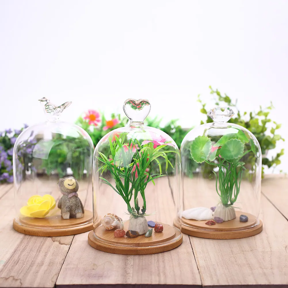 Консервированный свежий цветок стеклянный чехол для свадьбы дома Птица Сердце