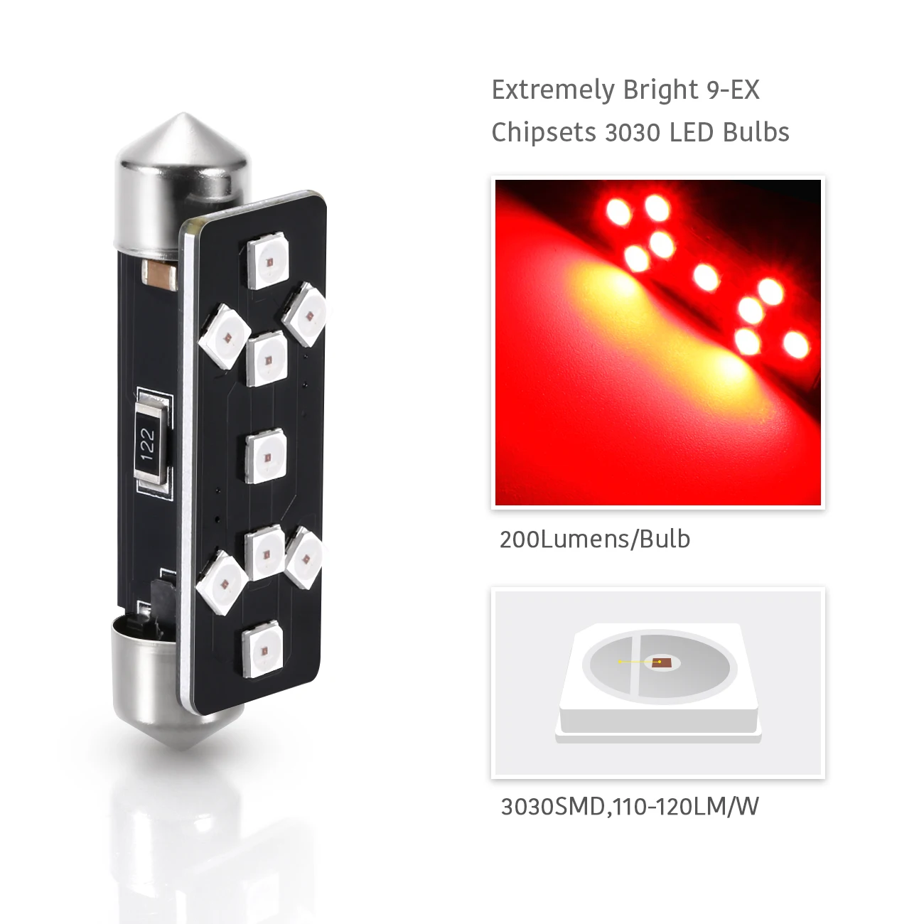Светодиодная лампа C10W Canbus 41 мм 3030 9 SMD автомобильная фестона внутреннее купольное