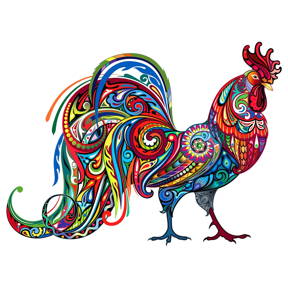 Novelty Colorful Cock Wooden Puzzle Developmen Thinking Space Adults Educational Fabulous Montessori Children's Toys Jigsaw