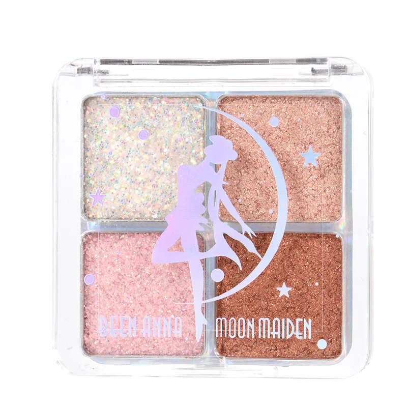 

Free shipping 4-color eyeshadow matte fluorescent four-color eyeshadow palette sequin glitter delicate eye makeup