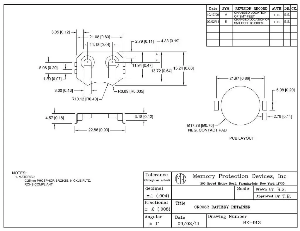 

CR2032 2032 3V SMT SMD Button Coin Battery Cell Holder Case BK-912 Batteries Storage Box