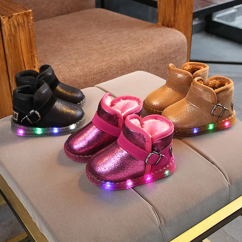 Новые зимние детские сапоги короткие для девочек теплые хлопковые ботинки