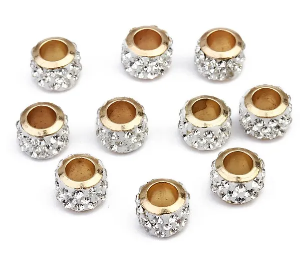 20 шт./лот белые черные большие отверстия Новые Микро Паве Диско Шар Кристалл Хрустальная бусина для ожерелья браслета df3a на.