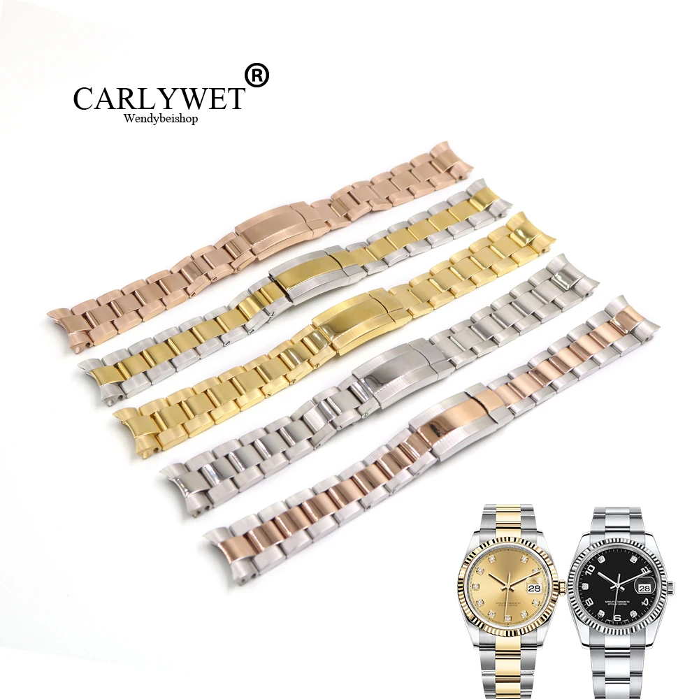 CARLYWET 20 мм 316L Сталь насыщенный загнутым концом винта с заменой звеньев ремешок для