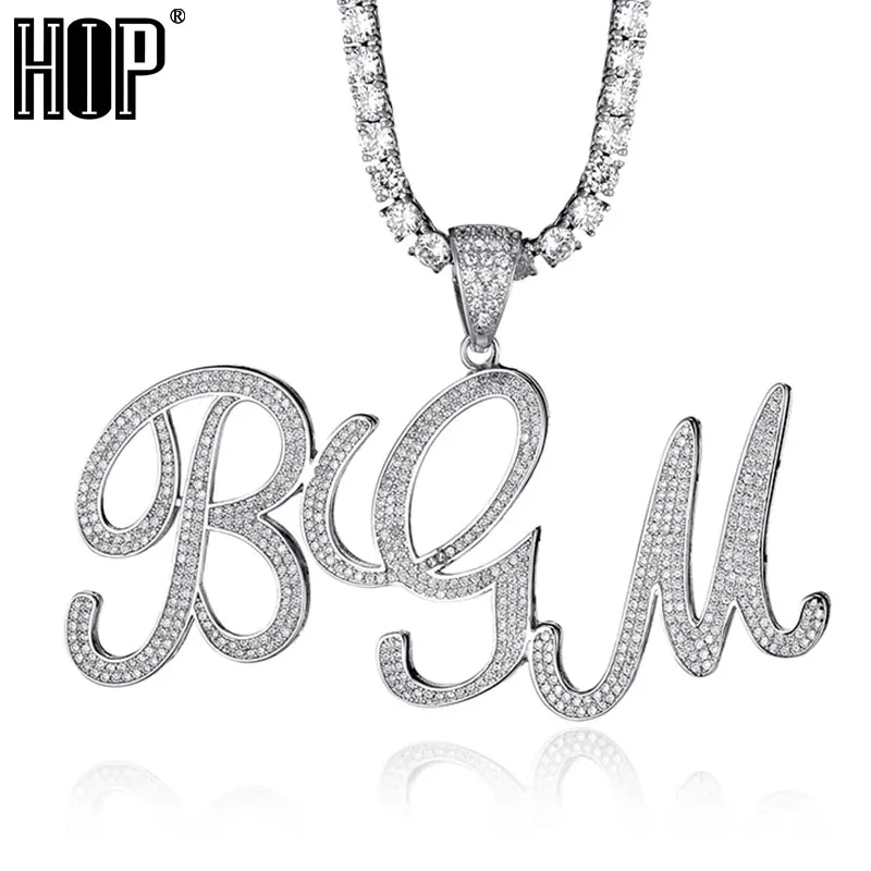 В стиле хип-хоп пользовательское имя Новый Курсив кубического циркония Bling