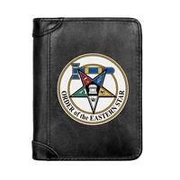 mens wallet genuine leather purse male freemasonry eastern star printing wallet multifunction storage bag coin card bags short