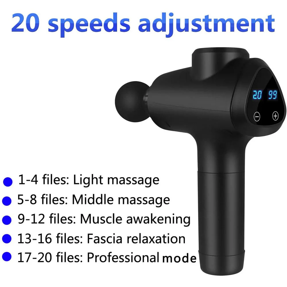 Массажный пистолет ручной массажер для глубоких мышц 20 скоростей регулируемый