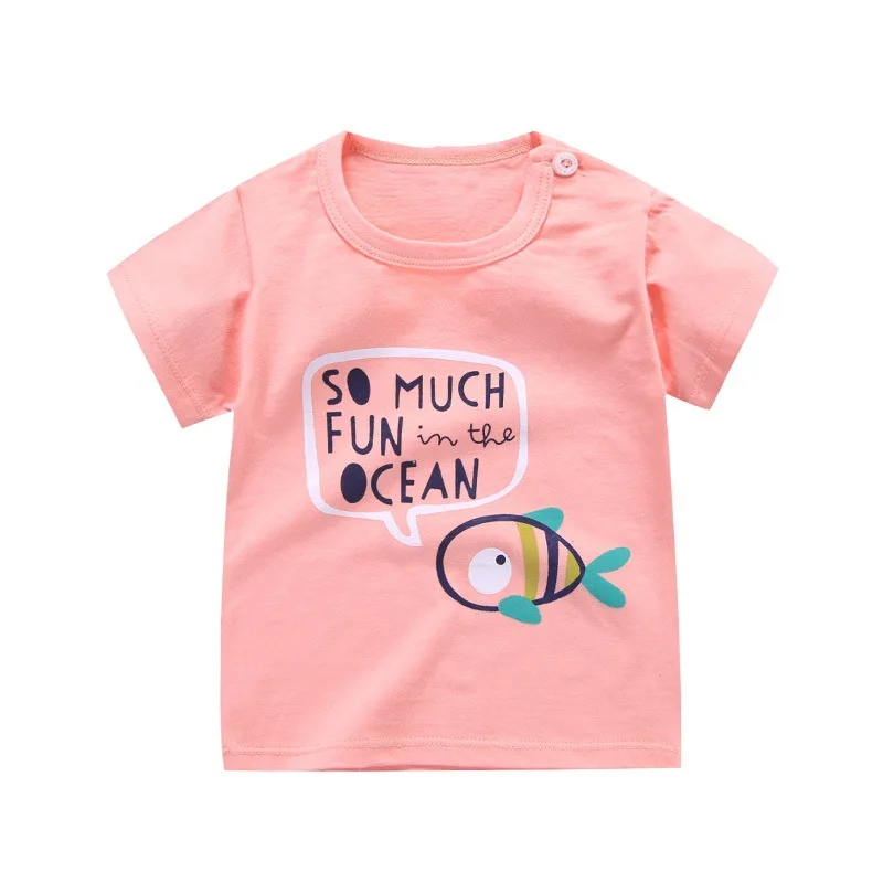 

ZWY1278 Summer Baby Boys T-Shirts Short Sleeves Clothes with Baby Character Pattern for Children Cotton Breathable Tops