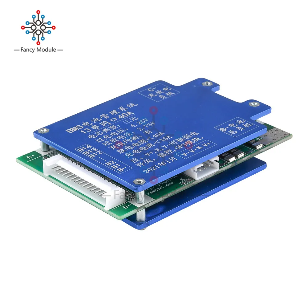 Защитная плата BMS 13S 48 В 20 А/40 А для литиевой батареи балансировочная PCB общий порт