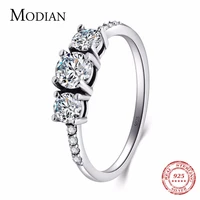 modian 2021 new vintage real 925 sterling silver sparkling rings cubic zirconia stackable party ring for women couple gift