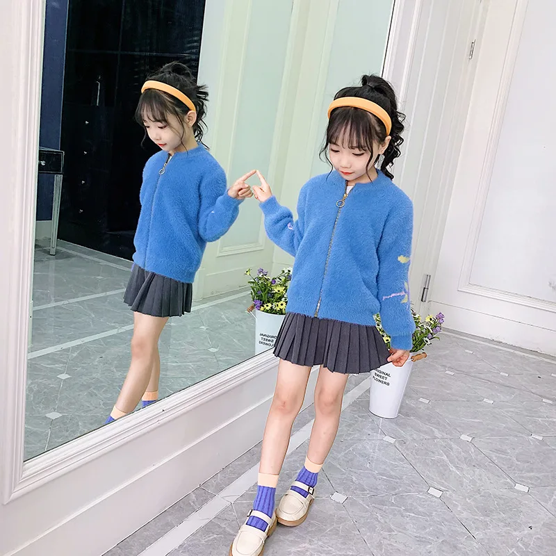 

new delivery Long sleeve knitwear cardigan sweater young girl students spring autumn coat 3-13year