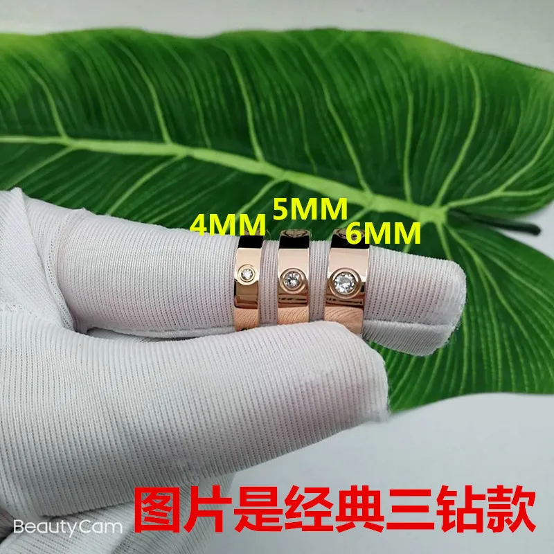 

4MM and 5MM 6MM Crystal Titanium Steel Classic Stainless Steel love screw Rings