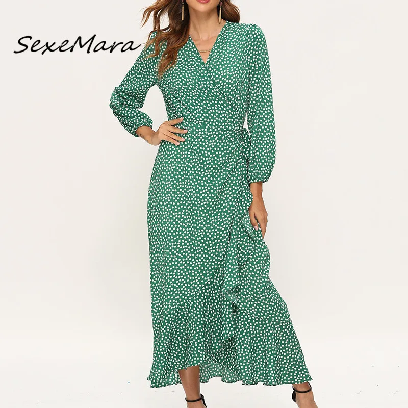 Осеннее Модное Длинное платье для женщин модель 2019 года с принтом в стиле ампир