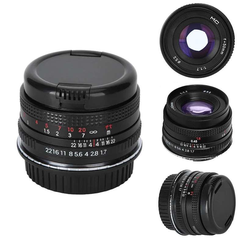 

50 мм F1.7 объектив с ручной фокусировкой для камеры, 50 мм F1.7 Полнокадровый объектив