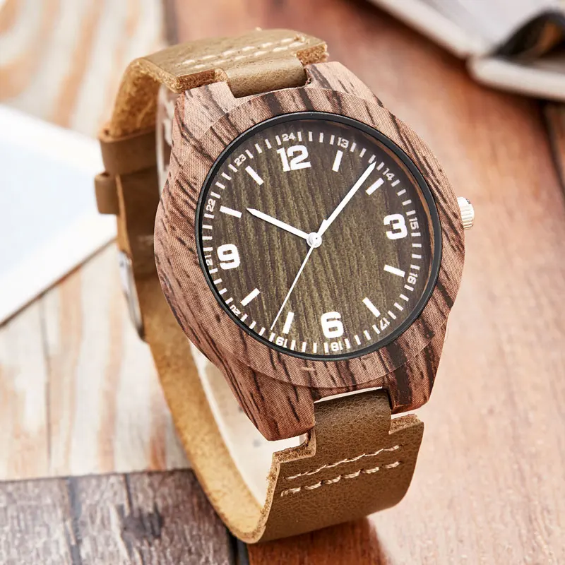 Wood watch Модные женские часы с имитацией дерева, мягкий кожаный ремешок, модные часы с фламинго, дизайнерские Аналоговые кварцевые наручные часы, мужские часы - Цвет: Wood watch