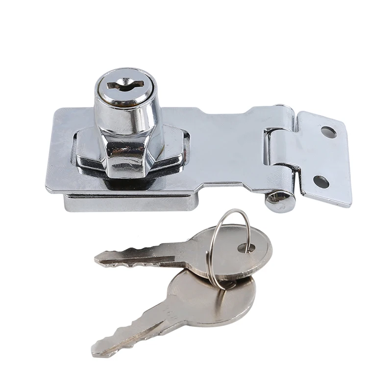 Cerradura de cerrojo para caj&oacute;n, cerrojo para puerta de armario, pestillo de gabinete de Metal cromado plateado, cerrojo de escritorio para armario con llaves-1