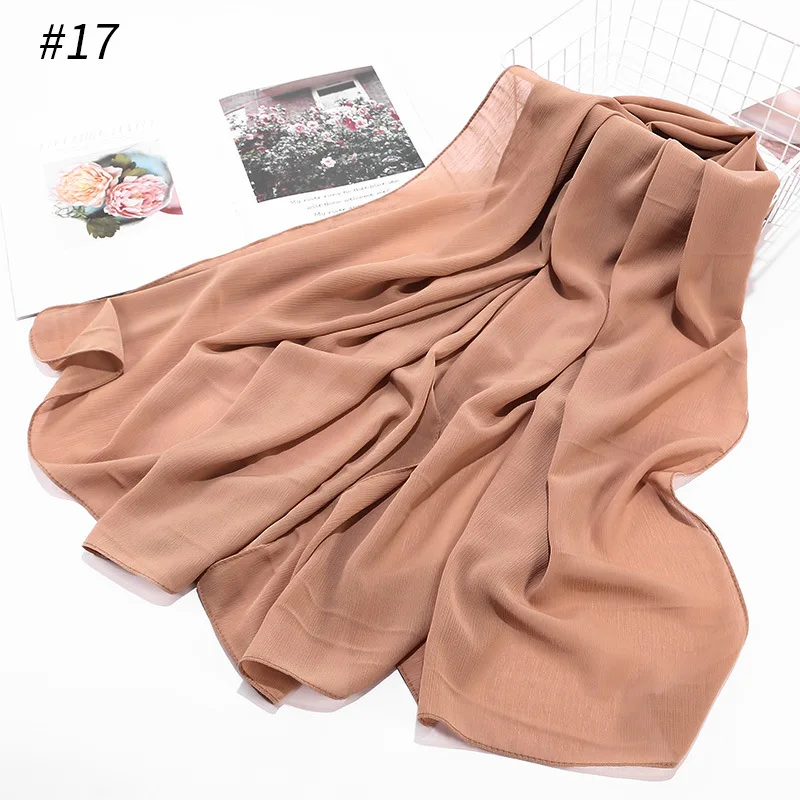 10 шт./лот гладкий складной роскошный шарф женские шифоновые шали однотонный