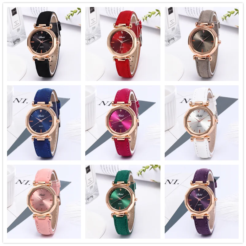 

Модные женские повседневные часы с кожаным ремешком, женские часы в подарок, женские Роскошные Кварцевые часы