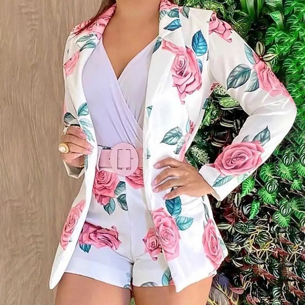 

Skin-friendly Fashion Long Sleeve Women Floral Blazer Suit Set Women Outfit Set Long Sleeve for Office