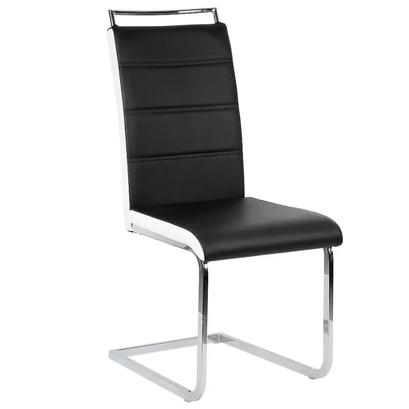 

A Set Of Two 4-compartment Backrest Bow-shaped Dining Chairs PU Leather Simple And Elegant Metal Plating Chairs HWC