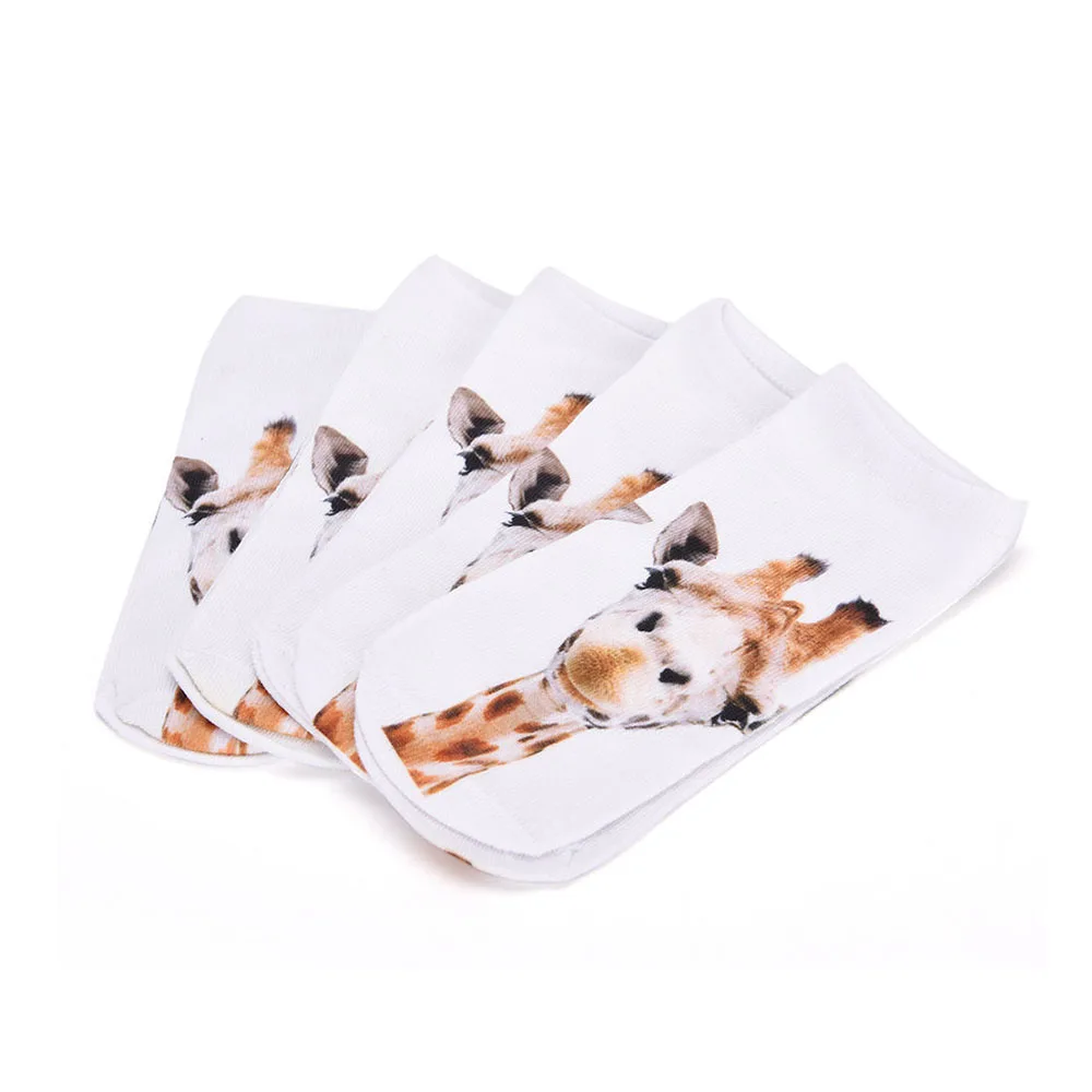 Милые носки с объемным принтом жирафа женские до щиколотки жирафом дышащие