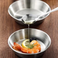 304 stainless steel flying saucer round seasoning dish hot pot soy sauce vinegar small dish outdoor camping tableware