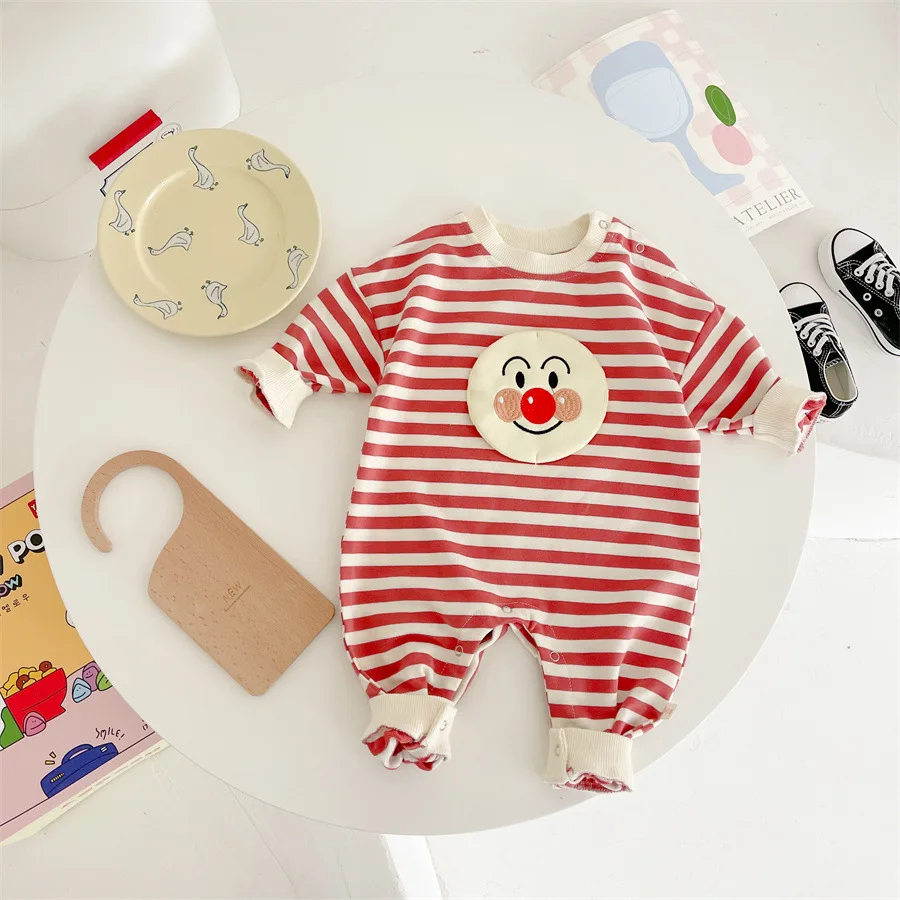 

Комбинезон От 0 до 2 лет хлопковый, для мальчиков и девочек, полосатый, длинный рукав, длинные штаны, весна